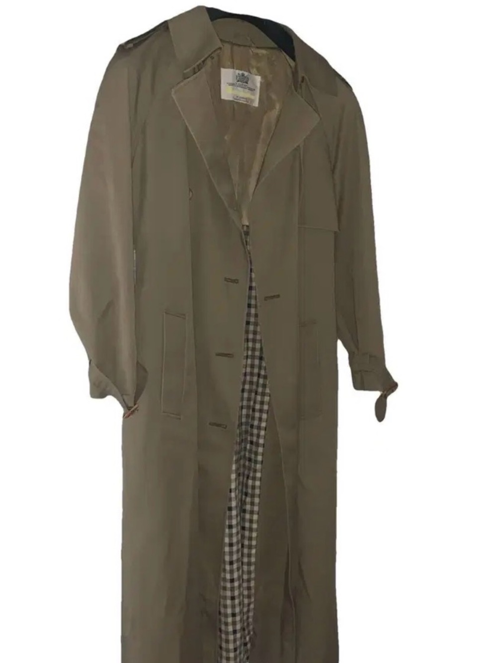 Aquascutum London Olive-Tan Long Trench Coat
